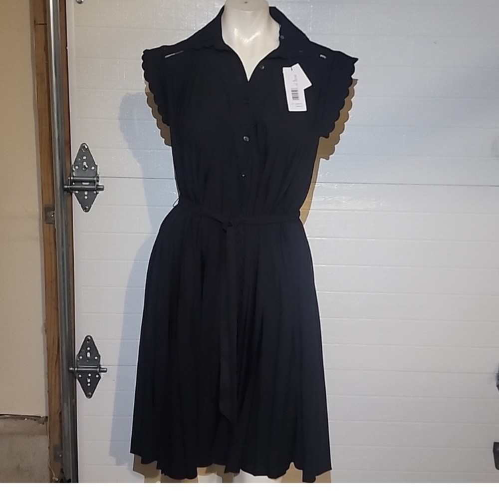 New ELIE TAHARI PLEATED BELTED SLEEVELESS DRESS - Picture 5 of 16